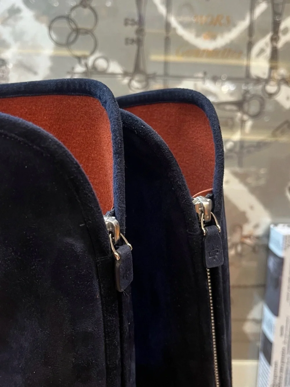 Loro Piana Navy Suede Over-the-Knee Boots